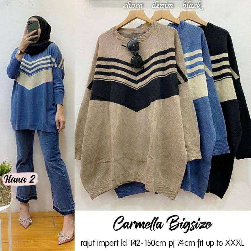 CARMELLA BIG SIZE BLOUSE JUMBO RAJUT ORI HANA
