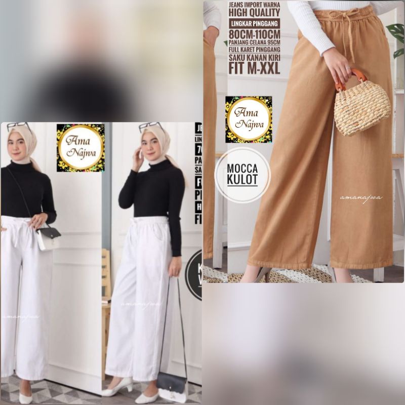 BEST SELLER Kulot/Celana Kulot Tebal/Kulot Jeans White,Chocolate,dan Mocca Putih Polos Wanita Korean