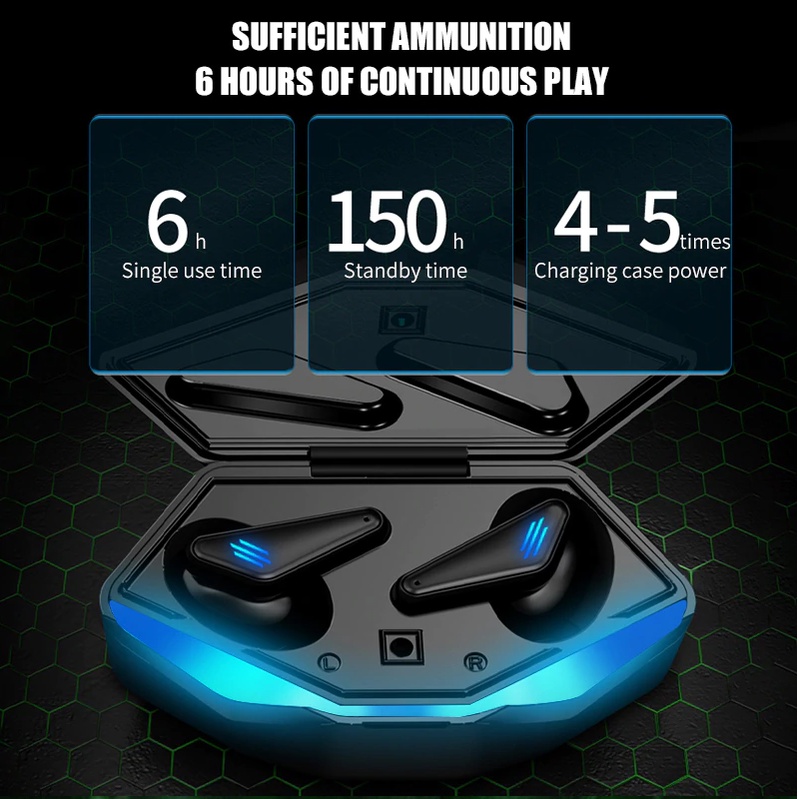 [COD] Wireless Gaming Headset Bluetooth 5.1 Earphone Full Bass Noise Cancelling Earbuds HiFi Stereo Handsfree