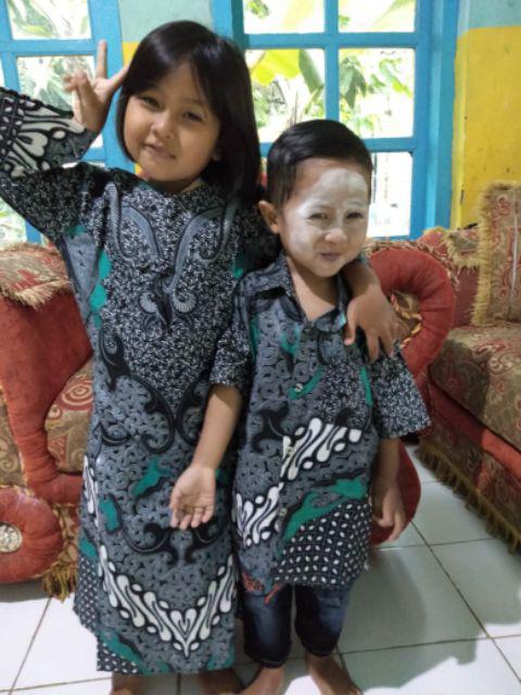 Batik Keluarga - Batik Couple Keluarga Muslim Sogan Family Ayah Ibu Anak Batik Set Family