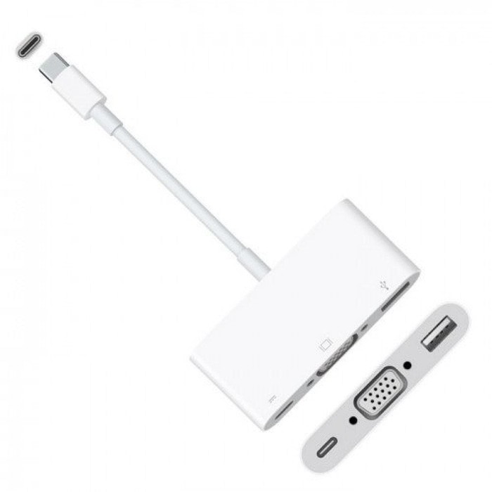 Adapter USB Type C Ke USB 3.0 + USB 2.0 + VGA + USB Type C Fem