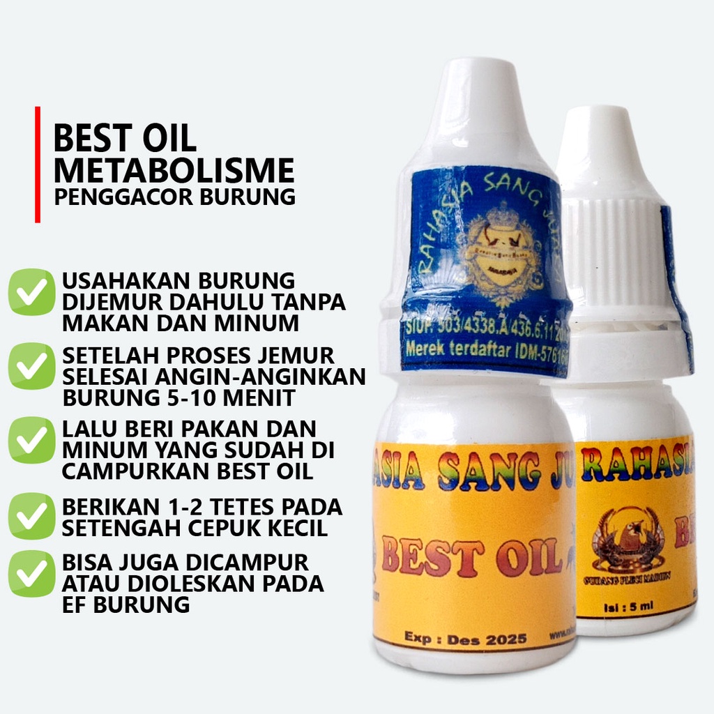 BEST OIL METABOLISME 5 ML | BASE OIL METABOLISME BURUNG OBAT BURUNG MACET BUNYI PLECI KENARI KOLIBRI SOGON MENINGKATKAN BIRAHI BURUNG