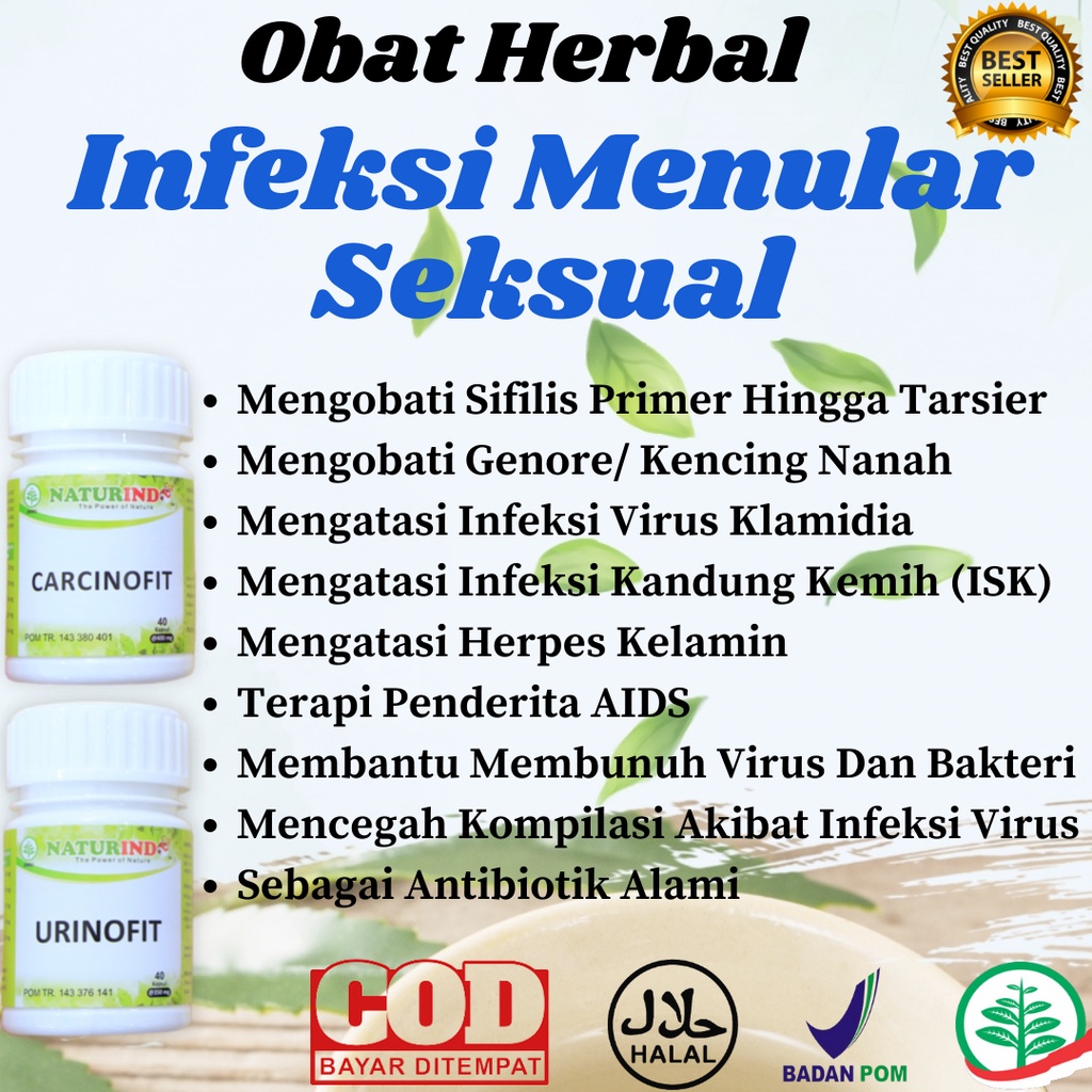 Obat Sifilis Kencing Nanah Genore Pria Dan Wanita Luka Kelamin Herpes Sipilis Raja Singa Infeksi Klamidia Virus HPV Kutil Kelamin Herbal Paling Ampuh Naturindo Urinofit Carcinofit COD Terlaris B POM-1