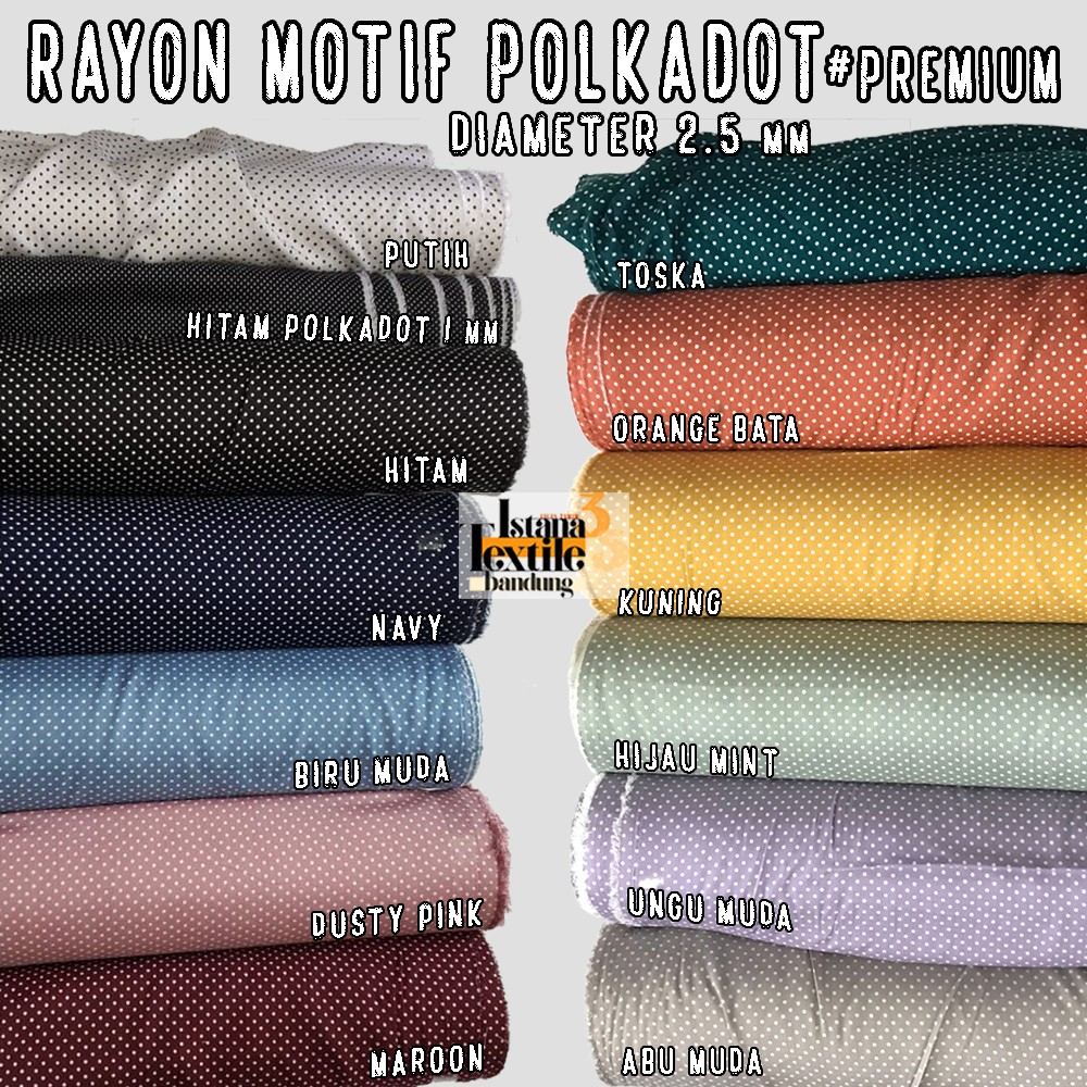 1/2 meter Bahan kain Katun Rayon motif polkadot #premium