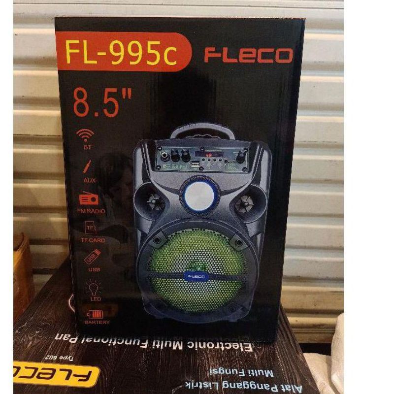 TERLARIS SPEAKER BLUETOOTH FLECO 8'5 INCH FL-995C/D  FREE MIC KAROKE + REMOTE ..