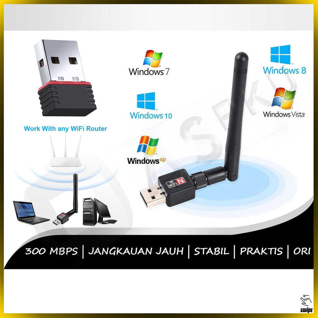 Wifi Receiver Universal Penangkap Sinyal Wifi Komputer PC Dongle USB Connector