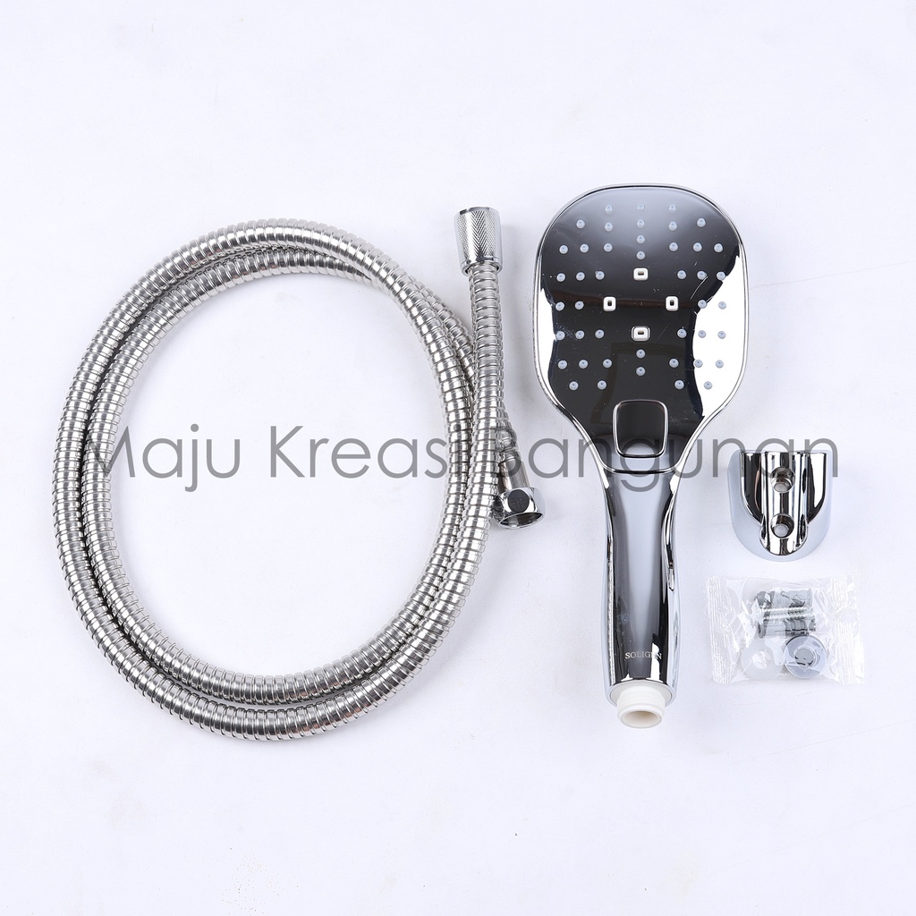 Hand Shower SOLIGEN A302 PVC ABS Chrome Hitam Putih Kamar Mandi Tipe A 302 Kepala Toilet Selang Fleksibel Flexible