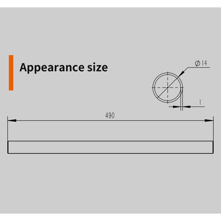 BARROW TB14-490 14mm Cooper Metallic Black Rigid Hard Tube 490mm