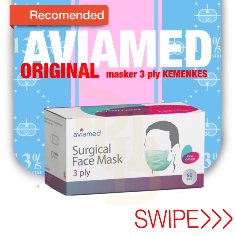 Aviamed Masker Medis Earloop Surgical 3ply Mask 50 Pcs surabaya