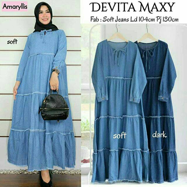 Devita gamis maxy dofr jeans denim