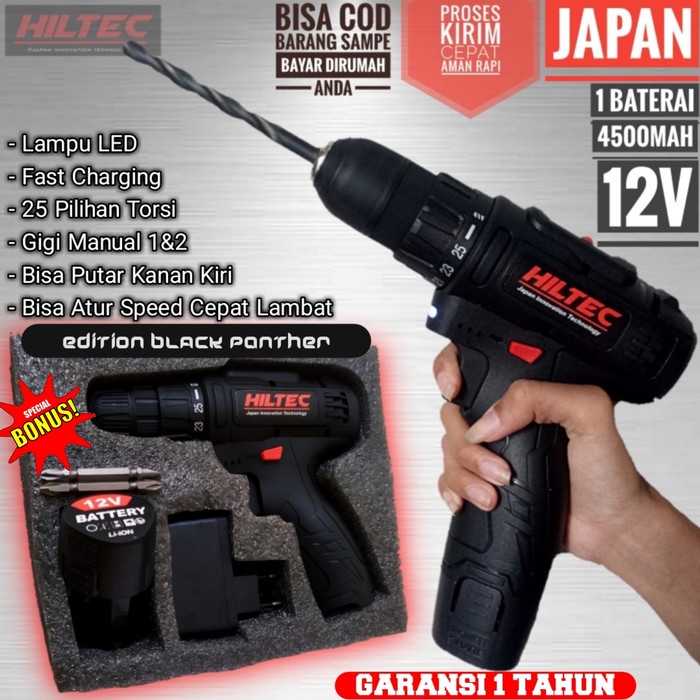 mesin bor fisch cordless bor ces cas charger tanpa kabel obeng listrik