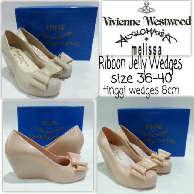 Sepatu wedges ribbon jelly wedges murah