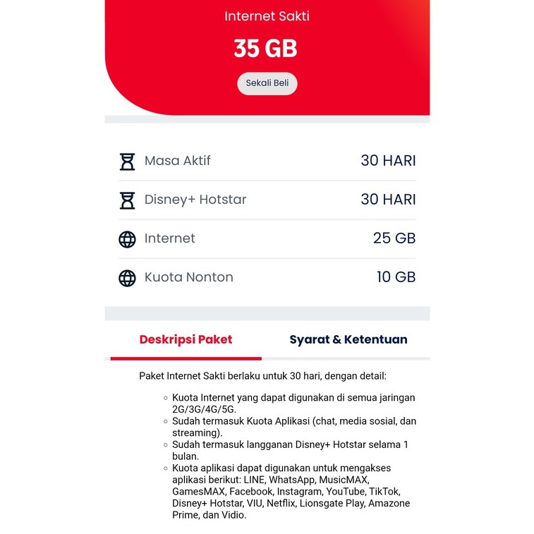 kuota isi ulang telkomsel internet sakti 22GB 26GB 35GB