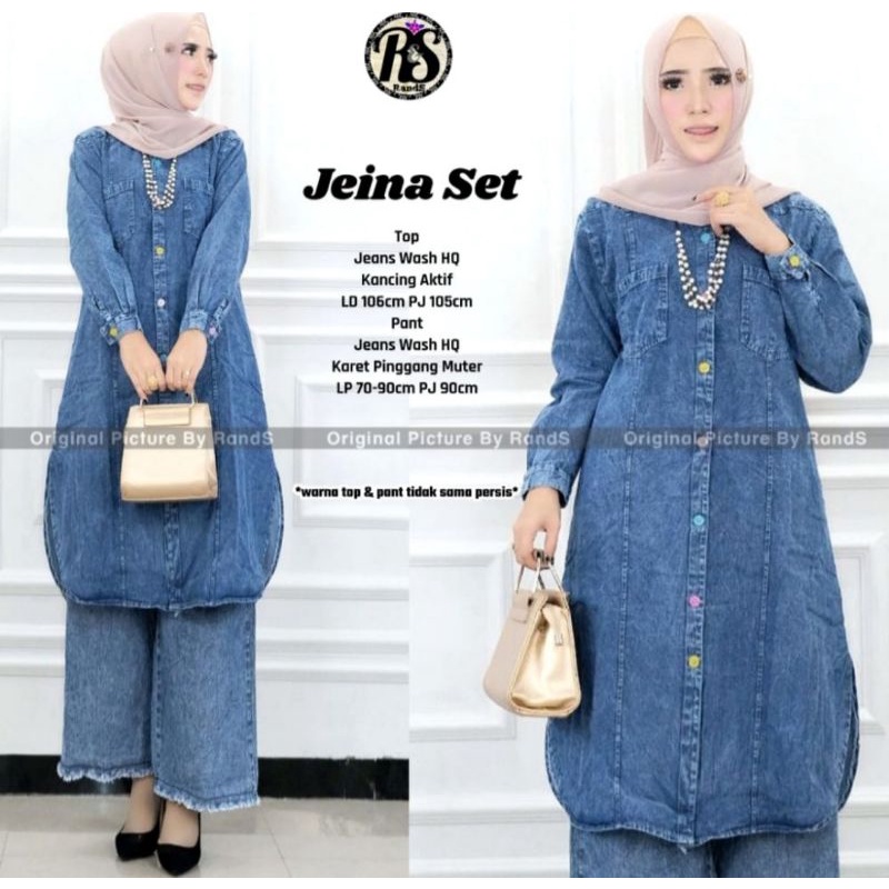 SETELAN JEANS WANITA CELANA DAN ATASAN   SET KULOT WANITA DEWASA TERBARU TERPOPULER TRENDY MODERN DI