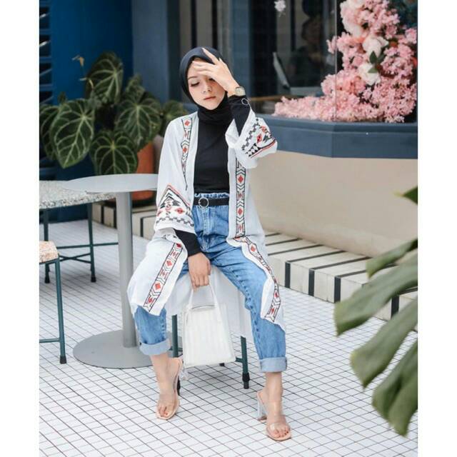 BORDIR ETNIK BOHEMIAN CARDIGAN OUTER LONG KARDIGAN MOTIF/LONG CARDIGAN