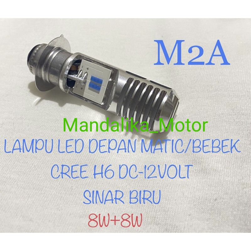 LAMPU LED UTAMA DEPAN MATIC BEBEK H6 CREE BIRU DC-12V RXKING FINO BEAT MIO VARIO KHARISMA GRAND VARIO 125 XEON DLL