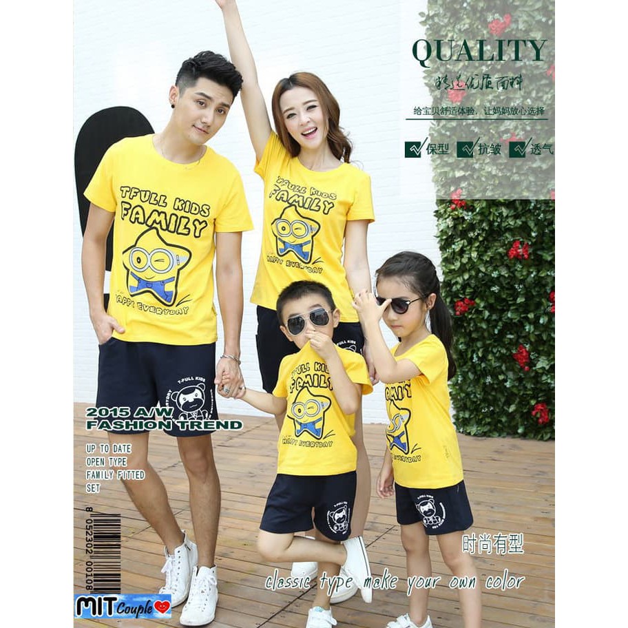 COUPLE FAMILY MINION STAR 2 ANAK (KUNING) KAOS COUPLE BAJU PASANGAN CEWEK COWOK SEPASANG