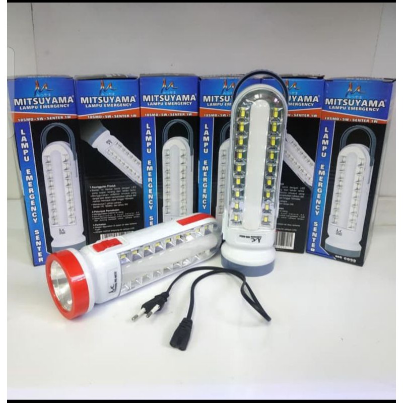 Lampu Emergency Mitsuyama 18 LED + 5 Watt + senter 1 Watt Rechargeable Original