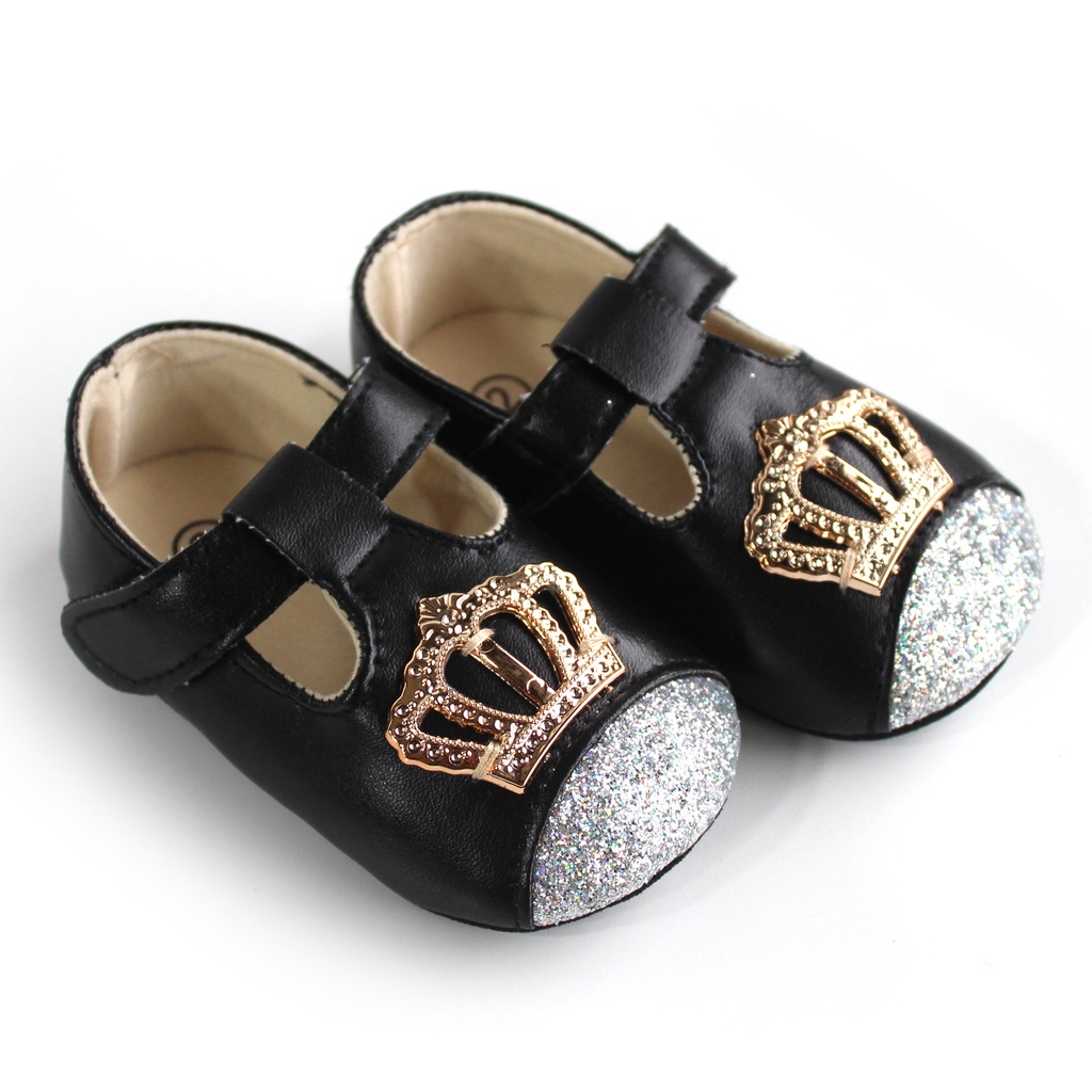 Sepatu Bayi Perempuan Import Premium Sepatu Baby Fashion Motif Mahkota Crown Sepatu Prewalker Anak Bayi Kualitas Premium Import Usia 0 - 18 Bulan