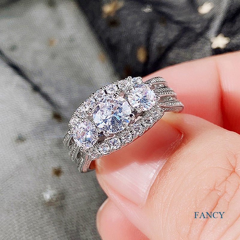 Cincin Wanita Hias Cubic Zirconia Untuk Pernikahan