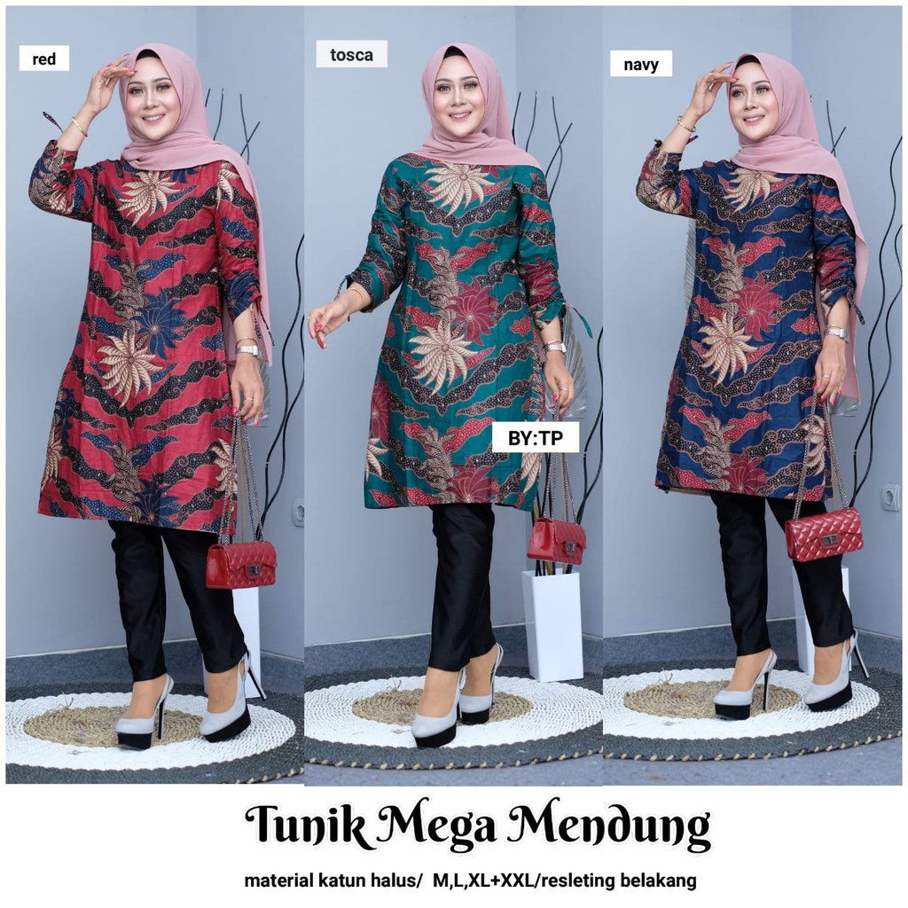 aneka batik Couple Tunik Mega Mendung / couple tunik / tunik batik / sarimbit batik / batik solo