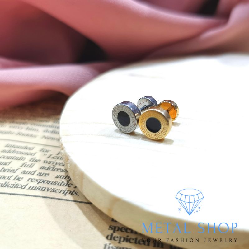 Anting Roda Pria Wanita Stainles Steel Warna Silver Dan Emas