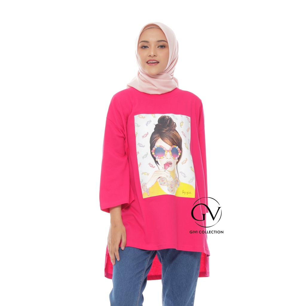 Tunik kaos oversize wanita by givi | atasan kaos wanita terbaru