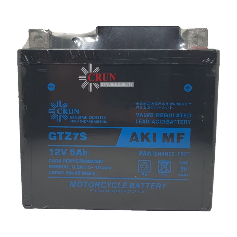 Aki Accu Crun GTZ7S 12V 5Ah Aki Kering Aki MF CBR 150 R CBR 250 R Nmax Satria Fu Vixion dll