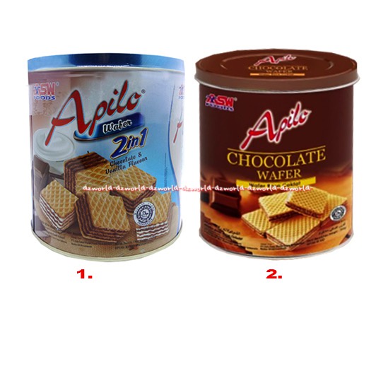 Asw Foods Apilo Wafer 2in1 350gr Chocolate Vanilla flavours Coklat Vanila Wafer Kemasan Kaleng Aswfood Asw Foods Apillo Appilo Apolo