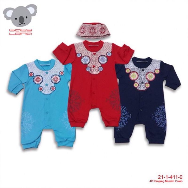 BABY LONA Jumper Koko Bayi Newborn Lengan Panjang Plus Peci