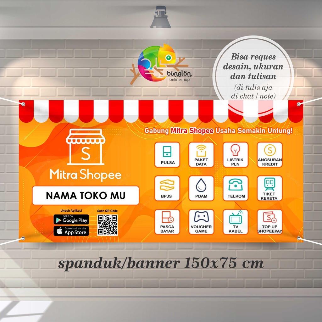 Jual Size 150x75 Cm Spanduk Banner Mitra Shopee Murah Berkualitas Shopee Indonesia 9616