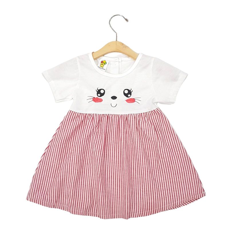 DRESS FASHION ANAK PEREMPUAN 1 TAHUN MOTIF CAT SALUR RANDOM WARNA