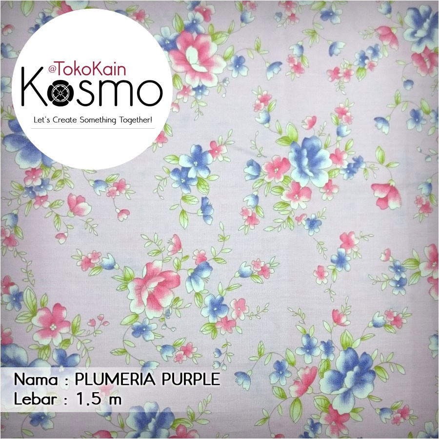 Kain Katun Jepang Twill Japan Design - Bunga Plumeria (Light Purple)