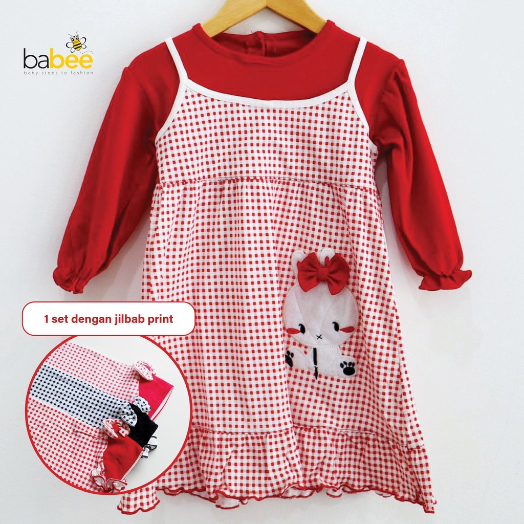 POLKA RABBIT / BON BON / LITTLE BEE HEAD Setelan Gamis Baju Muslim Hijab Lucu Fashion Anak Bayi Perempuan Cewek Terlaris Terbaru