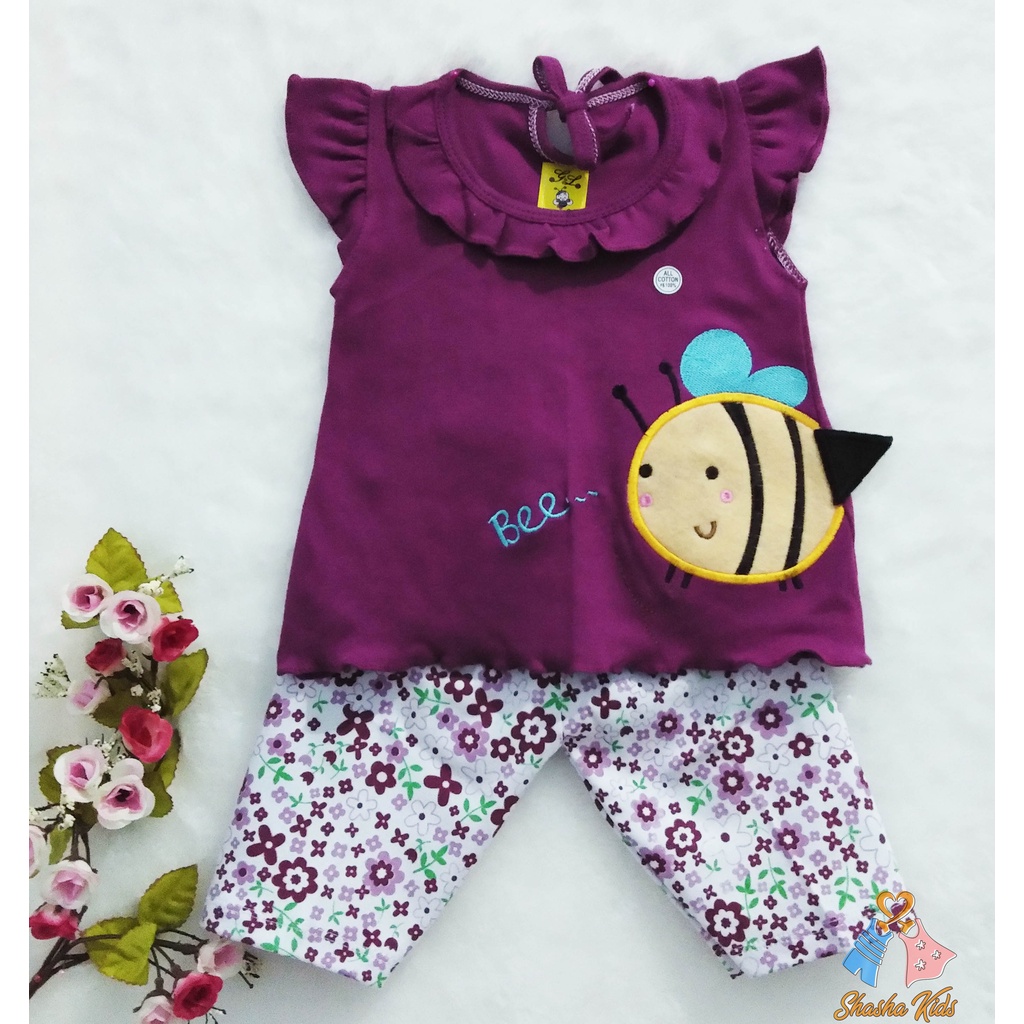 [ A 014] Baju Bayi Perempuan/ Setelan bayi Perempuan bahan kaos SNI  untuk usia 3-6 bln