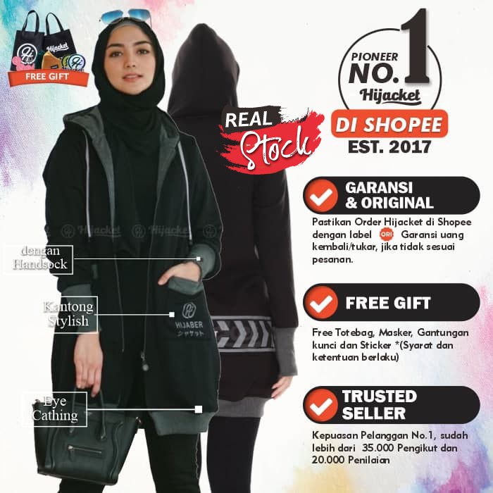 HIJACKET ORIGINAL YUKATA ❤️ HIJAKET JAKET MUSLIMAH PANJANG TEBAL ADEM NYAMAN BISA COD-8