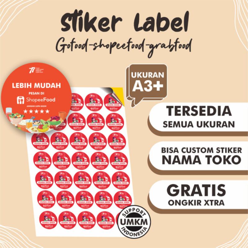 

Cetak Stiker Label Makanan Online Semua Ukuran Free Cutting Tinggal Tempel
