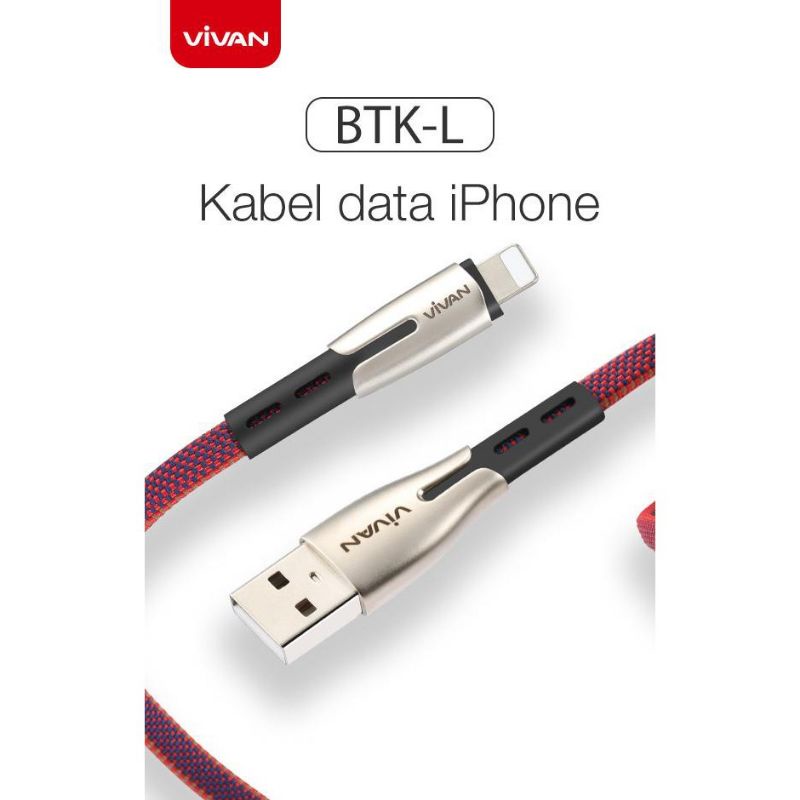 KABEL DATA ORI VIVAN BTK-L DATA CABLE FOR APPLE 100CM RED+BROWN GARANSI RESMI TER MURAH SE SHOPEE