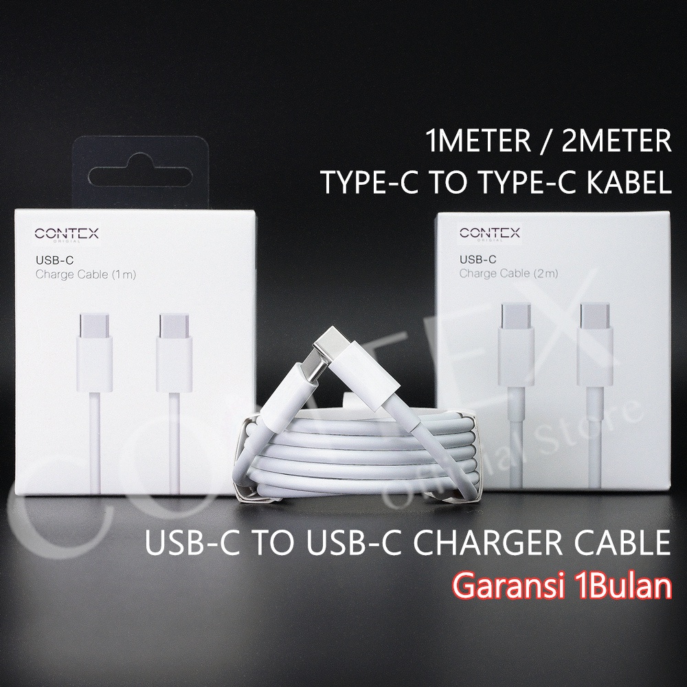 CONTEX - TYPE-C KE TYPE-C - Tipe-C KABEL DATA - USB-C CHARGER CABLE - CABLE PAD - Air - Pro - 1Meter - 2Meter