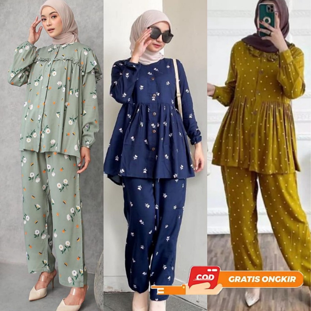 One set Jumbo LD120 / Setelan Rayon Jumbo / Setelan Wanita Jumbo / tunik Jumbo / Stelan wanita Jumbo