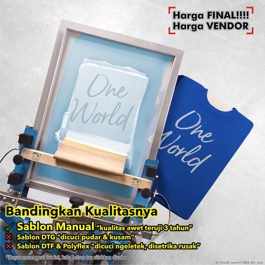 Sablon Kaos Custom Satuan dengan Sablon Manual Rubber HQDL PLAST Lebih dari Plastisol biasa