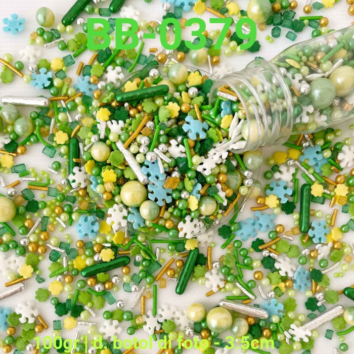 

BB-0379 SPRINKLES SPRINKLE SPRINGKEL 100GR HIJAU SNOWFLAKES FROZEN GRATIS ONGKIR