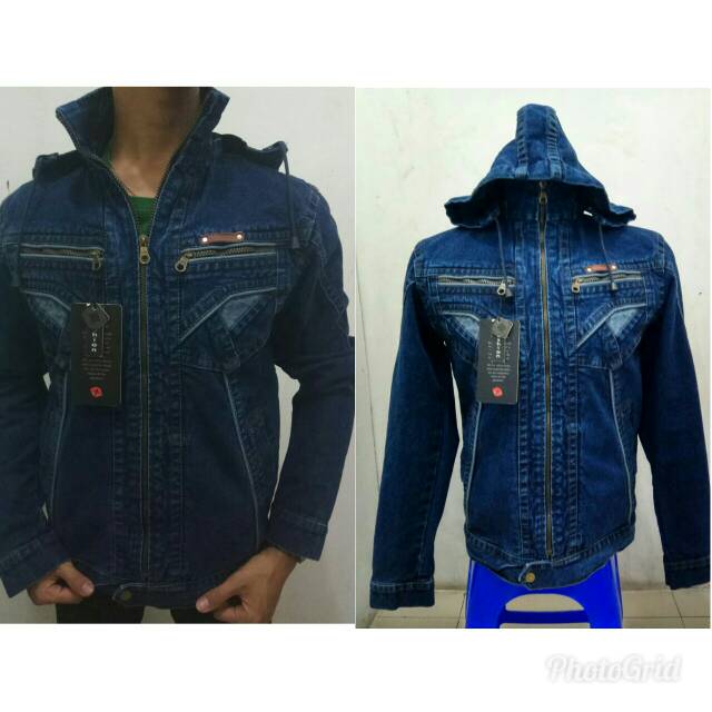 Jaket jeans hodiee pria esbox