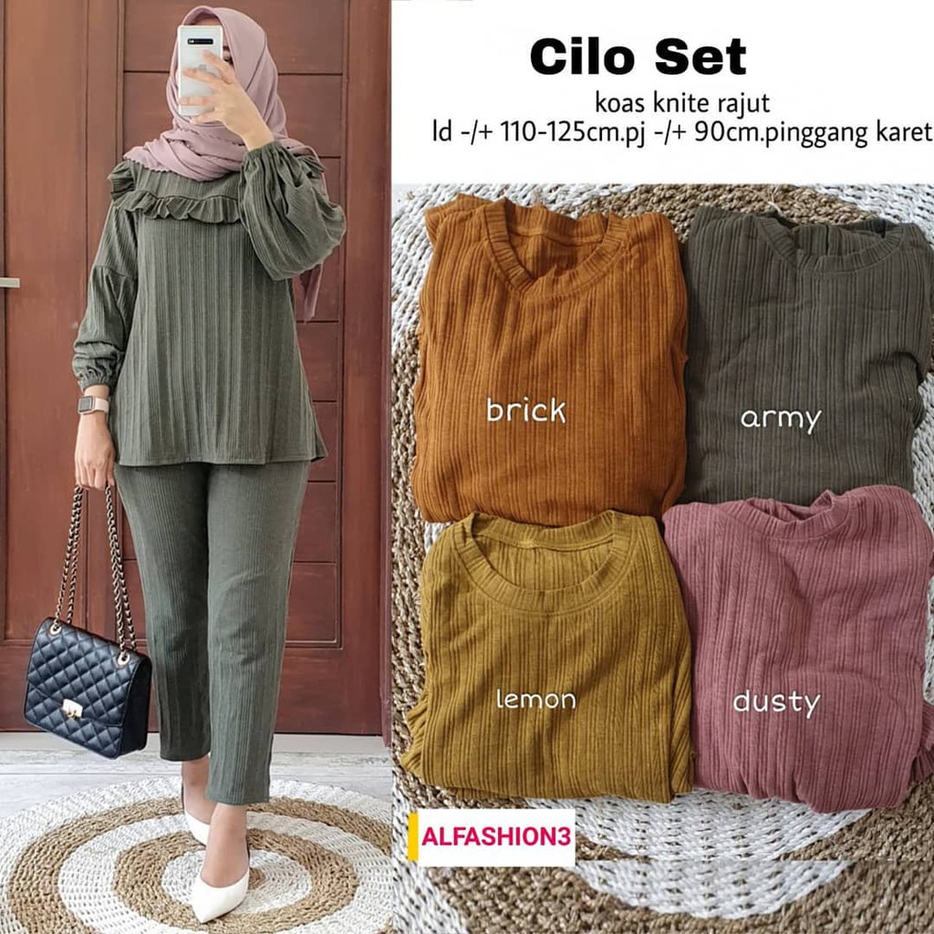 Setelan Tunik dan Celana Rajut Import Terbaru Cilo Set by Alfashion Solo