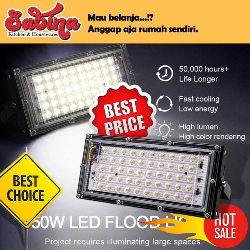 Lampu Sorot Hias Taman Rumah Flood Light 4500 Lumens 50W Waterproof