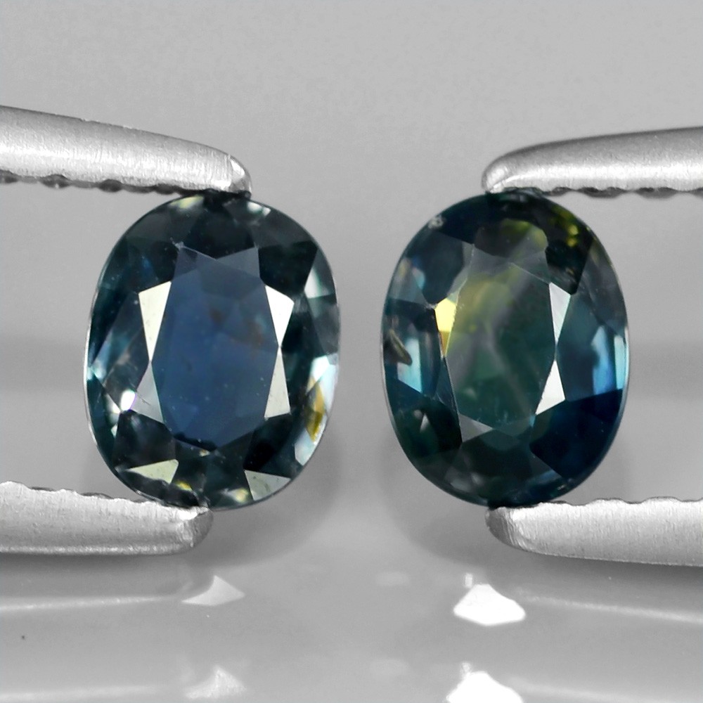 Match Pair 2Pcs/0.81Ct t.w 5x4mm Oval Natural Unheated Untreated Greenish Blue SAPPHIRE SP026