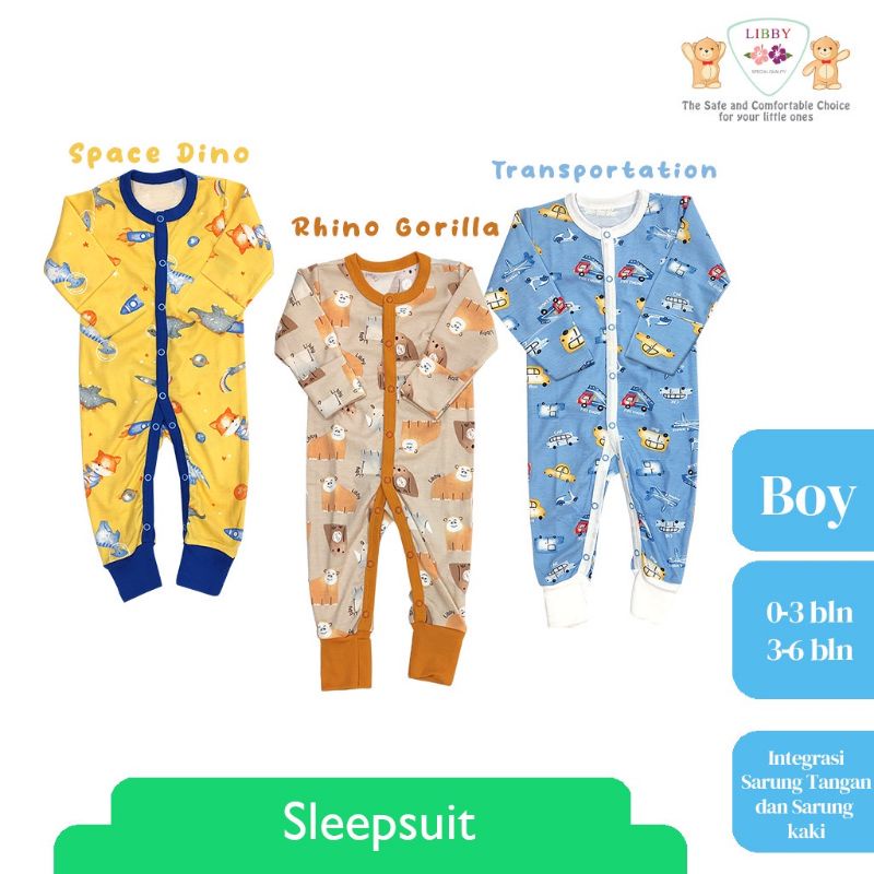 (ECER) Libby SLEEPSUIT PREMIUM MOTIF / Baju Kodok Panjang Bayi - NEW