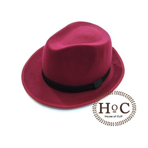 Houseofcuff Topi Fedora Hat MAROON FEDORA HAT LAKEN