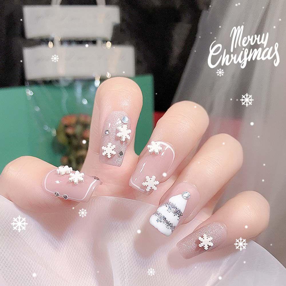 AUGUSTINA Agustina Snowflakes Nail Sequin Lembut Biru Dan Putih Korea 3D Snowflakes Flake Elegance Christmas Series DIY Dekorasi Nail Art