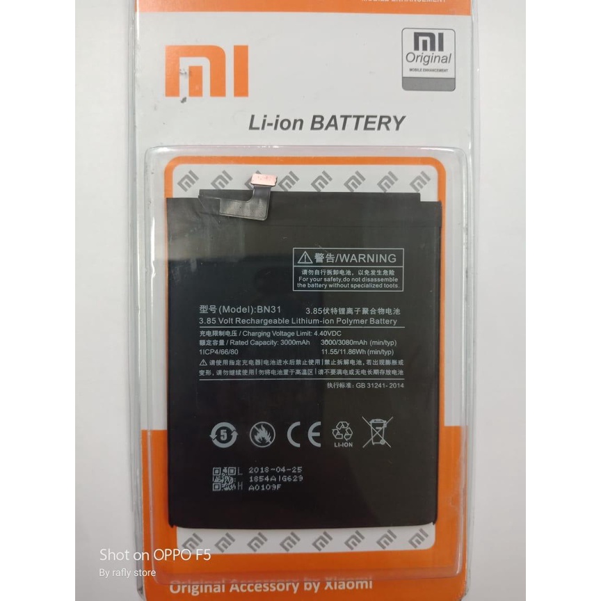 Rafly; Batrai Xiaomi Redmi Note 5A (BN31) Baterai Android Batere Handphone Xiaomi Batre Battery BN31 For Xiaomi Redmi Note 5A 3000mAh / Rafly store